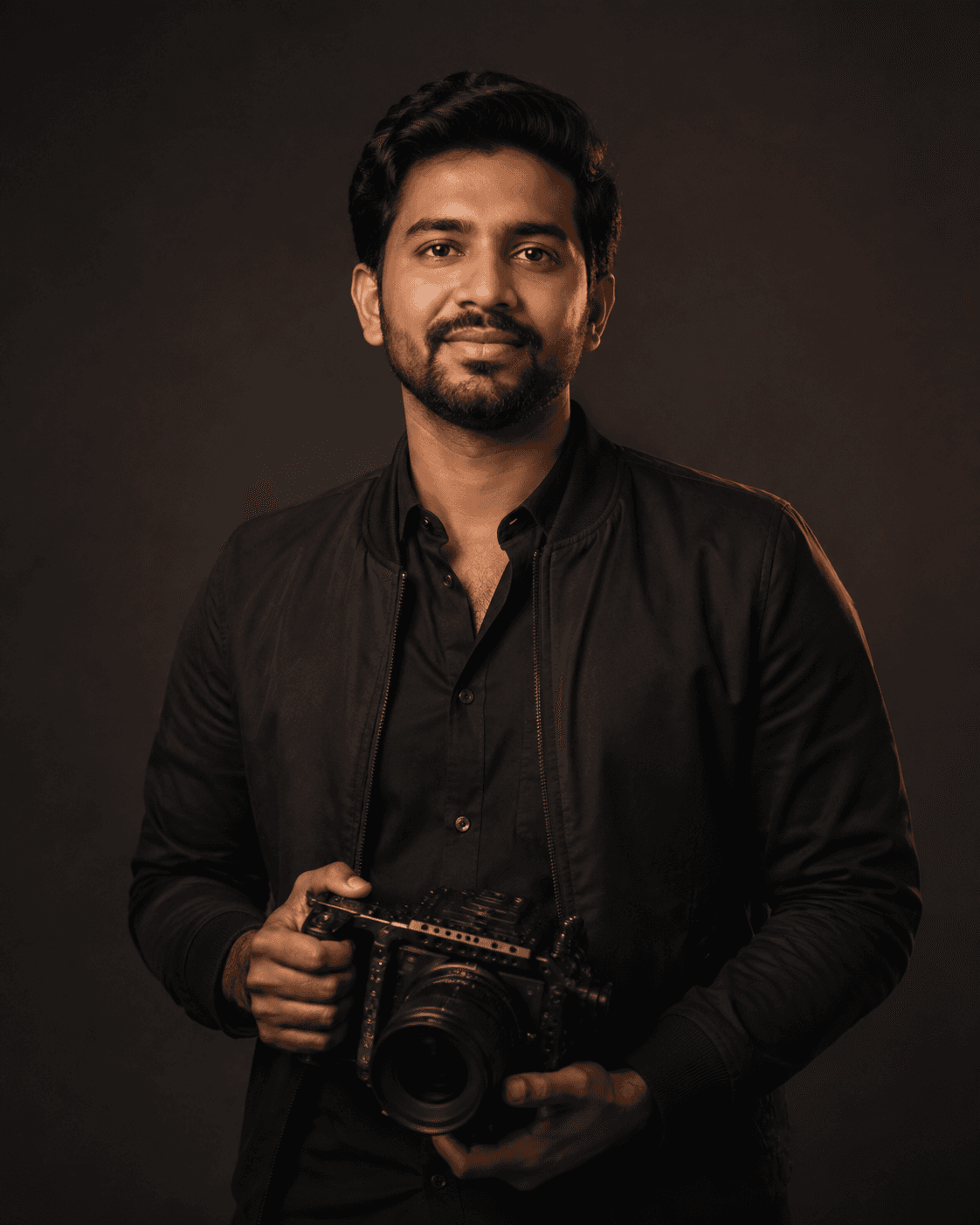 Portrait of team member 03 holding a cinema camera